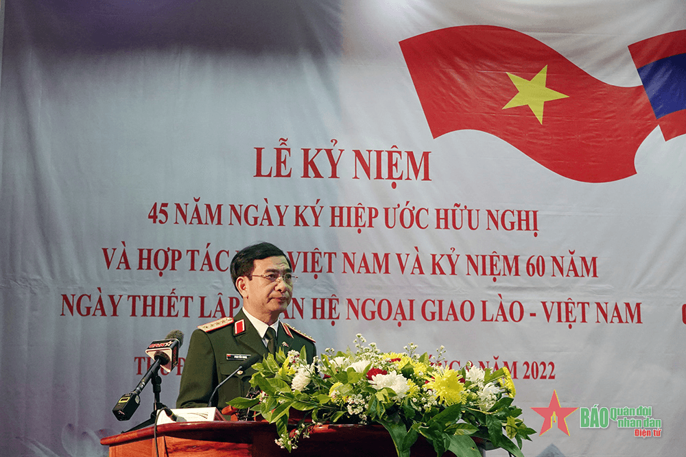 Đại tướng Phan Văn Giang dự lễ mít tinh trọng thể kỷ niệm Năm đoàn kết hữu nghị Lào- Việt Nam 2022 tại Thủ đô Vientiane