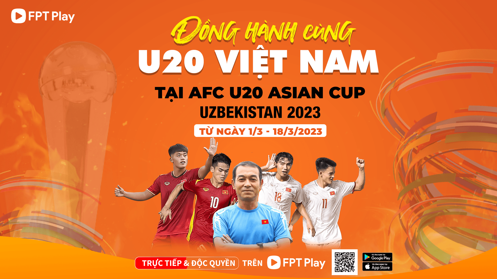 FPT Play độc quyền phát sóng vòng chung kết Giải bóng đá U20 châu Á 2023