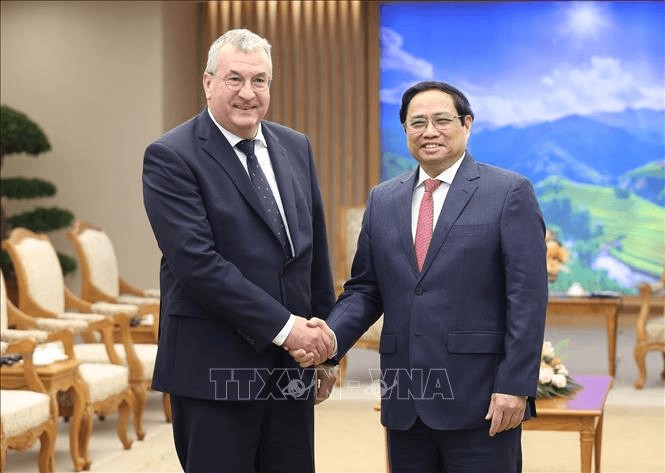 Thủ tướng Chính phủ Phạm Minh Chính tiếp Bộ trưởng-Thủ hiến Chính phủ Cộng đồng người Bỉ nói tiếng Pháp Wallonie-Bruxelles