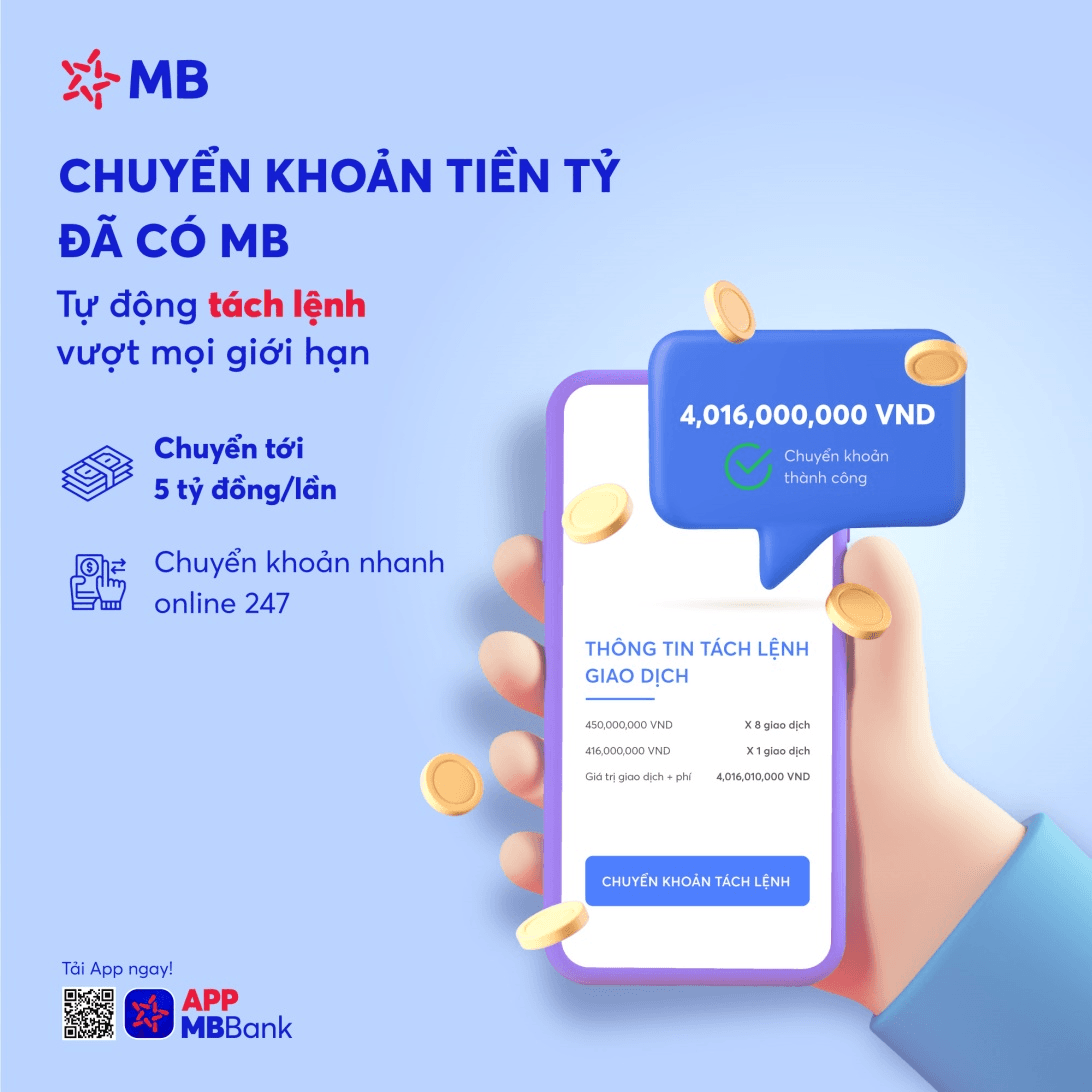 Ngân hàng Quân đội ra mắt tính năng chuyển khoản “Tách lệnh tự động” trên App MBBank