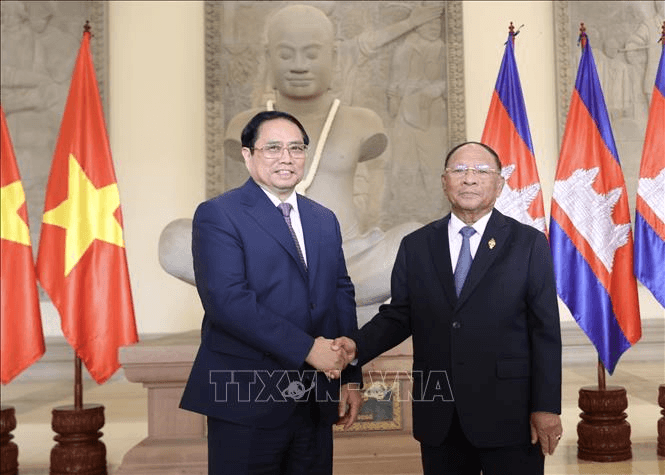 Thủ tướng Chính phủ Phạm Minh Chính hội kiến Chủ tịch Quốc hội Campuchia Heng Samrin