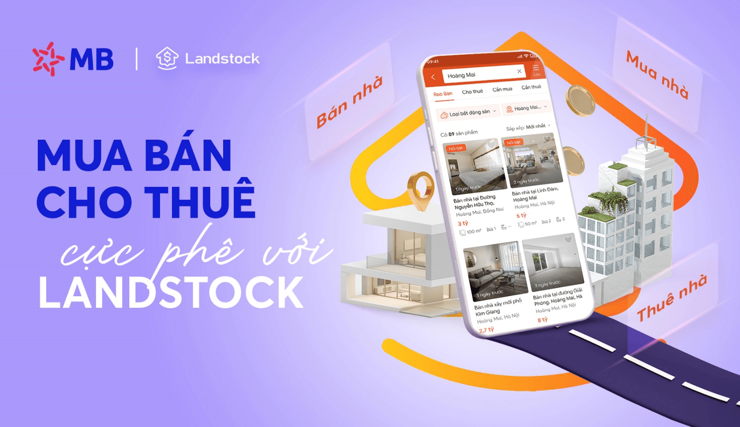 ‘‘Mua bán cho thuê – Cực phê với Landstock’’ trên App MB Bank