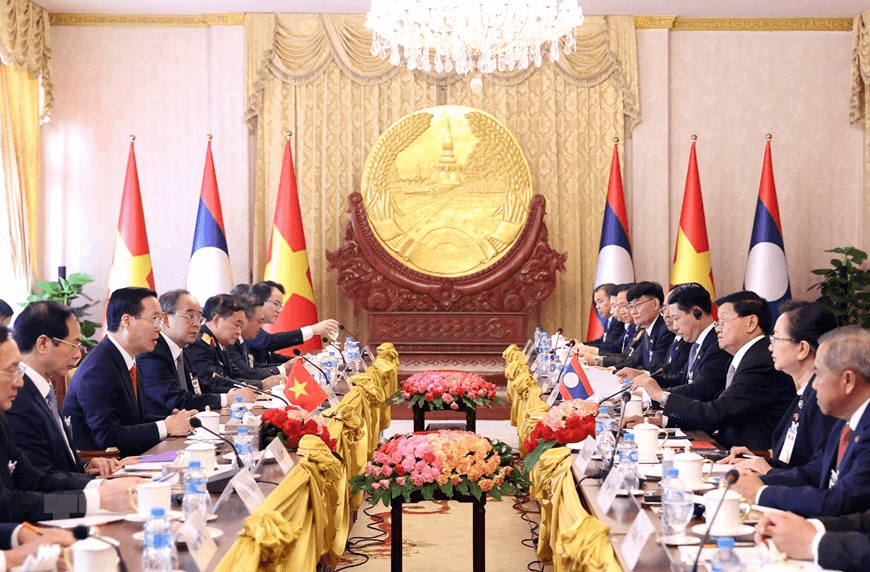 Chủ tịch nước Võ Văn Thưởng hội đàm với Tổng Bí thư, Chủ tịch nước Lào Thongloun Sisoulith
