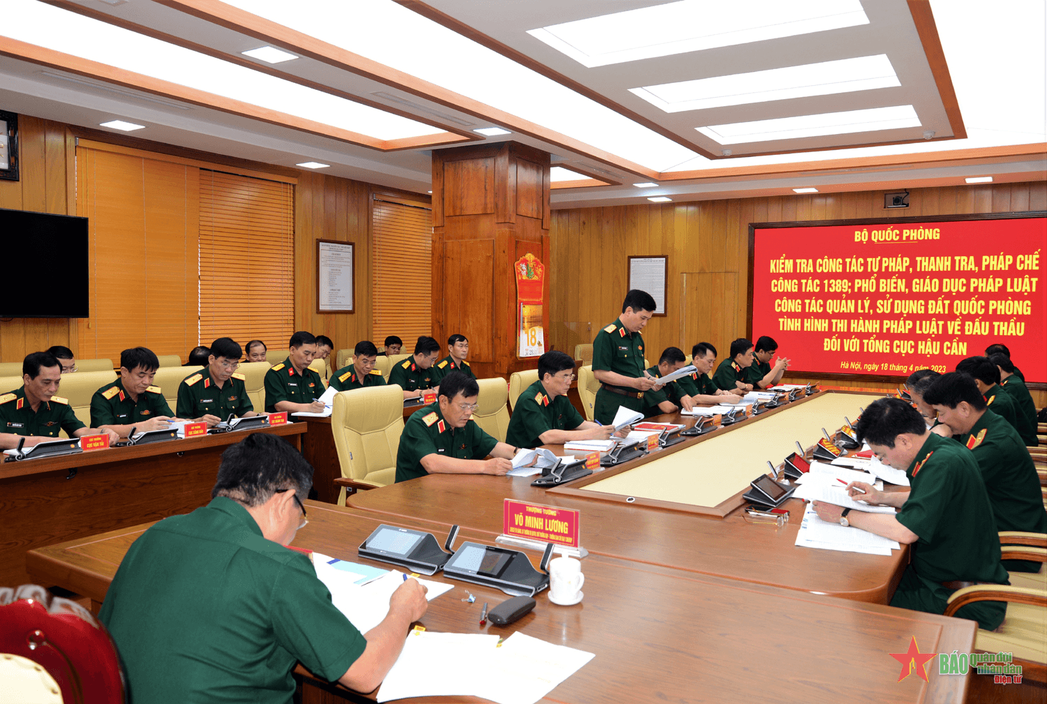 Thượng tướng Võ Minh Lương kiểm tra các mặt công tác tư pháp, thanh tra, pháp chế của Tổng cục Hậu cần