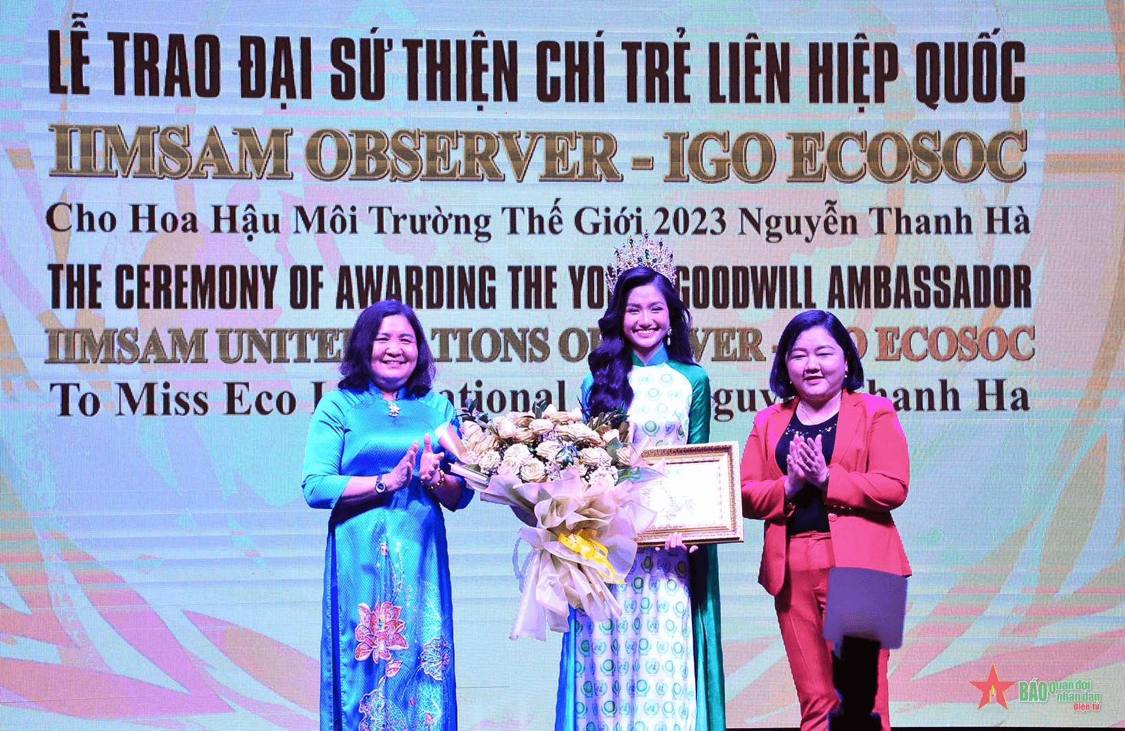 Hoa hậu Nguyễn Thanh Hà nhận danh hiệu Đại sứ Thiện chí trẻ Liên hợp quốc - IIMSAM