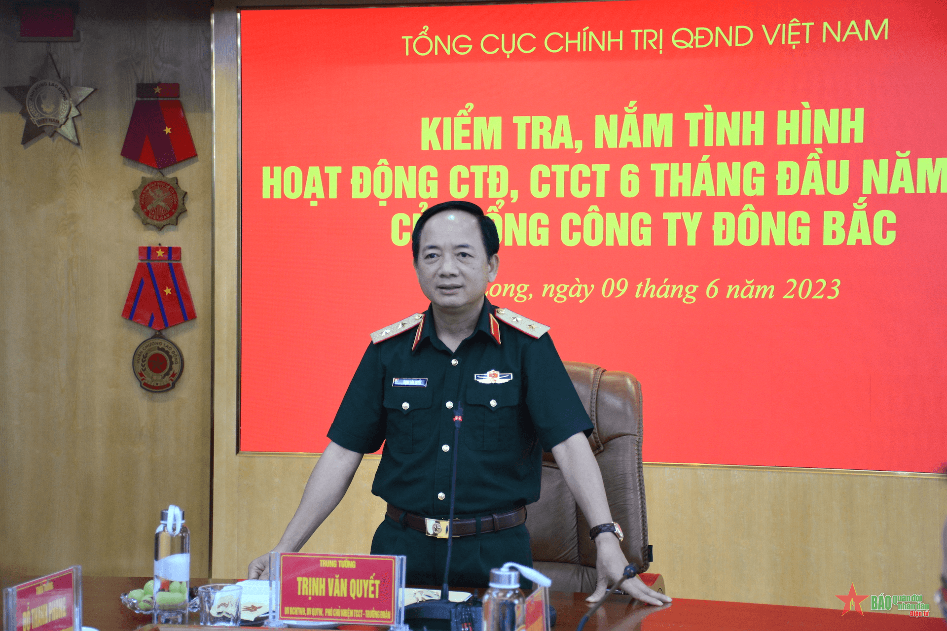 Trung tướng Trịnh Văn Quyết kiểm tra hoạt động công tác Đảng, công tác chính trị tại Tổng công ty Đông Bắc