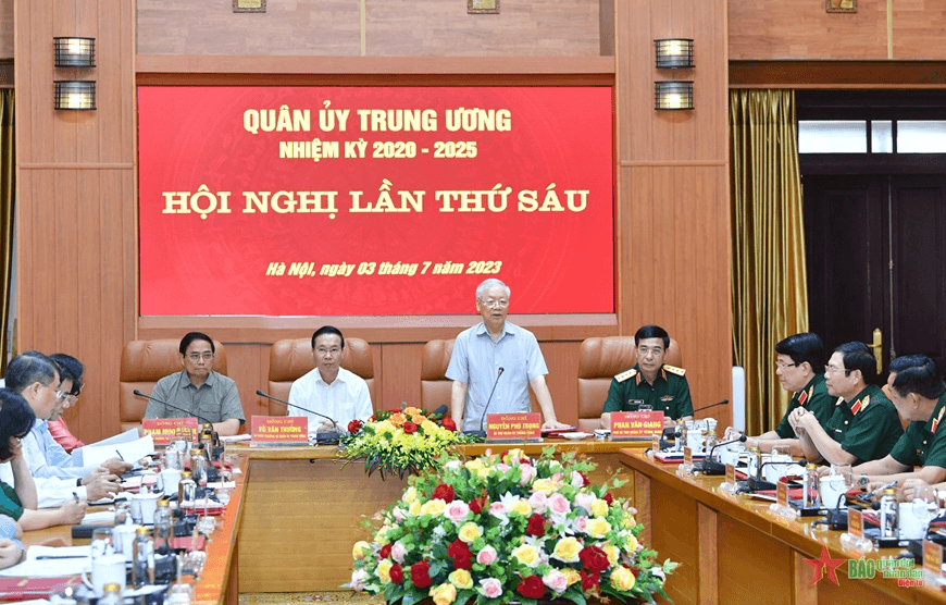 Phát biểu của đồng chí Tổng Bí thư Nguyễn Phú Trọng, Bí thư Quân ủy Trung ương tại Hội nghị Quân ủy Trung ương 6 tháng đầu năm 2023
