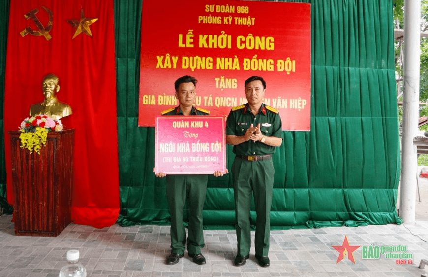 Sư đoàn 968 (Quân khu 4) xây dựng “Nhà đồng đội” tặng quân nhân