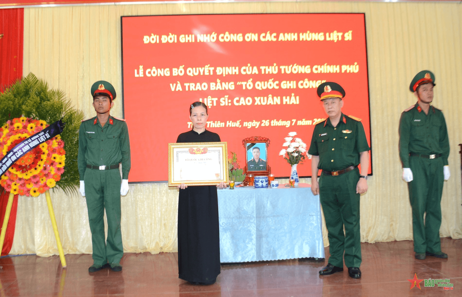 Công bố quyết định công nhận liệt sĩ đối với đồng chí Cao Xuân Hải