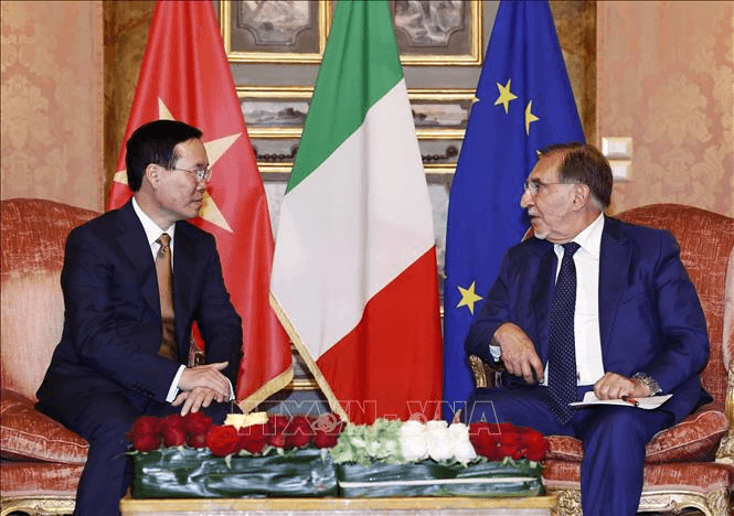 Chủ tịch nước Võ Văn Thưởng gặp Chủ tịch Thượng viện Italy Ignazio La Russa
