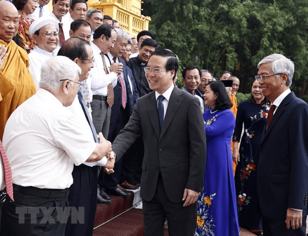 Chủ tịch nước Võ Văn Thưởng tiếp đại biểu các tôn giáo, nhân sĩ, trí thức tiêu biểu Thành phố Hồ Chí Minh