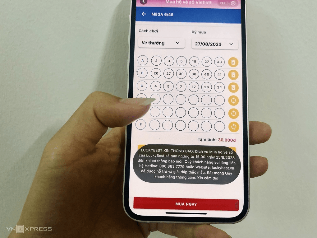 Bộ Tài chính khuyến nghị người chơi không mua vé xổ số qua Internet

​