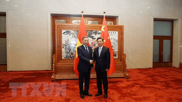 Bộ trưởng Bộ Công an Tô Lâm hội kiến đồng chí Trần Văn Thanh, Bí thư Ủy ban Chính pháp Trung ương Đảng Cộng sản Trung Quốc