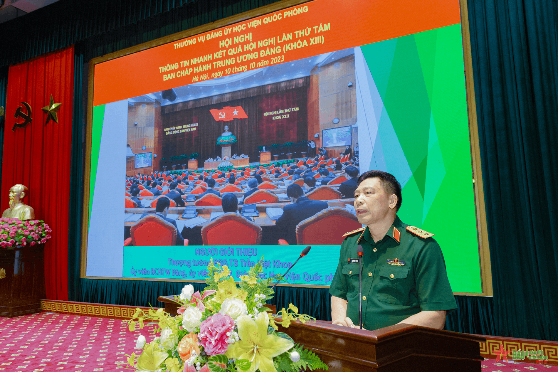 Học viện Quốc phòng thông tin nhanh kết quả Hội nghị Trung ương 8 khóa XIII