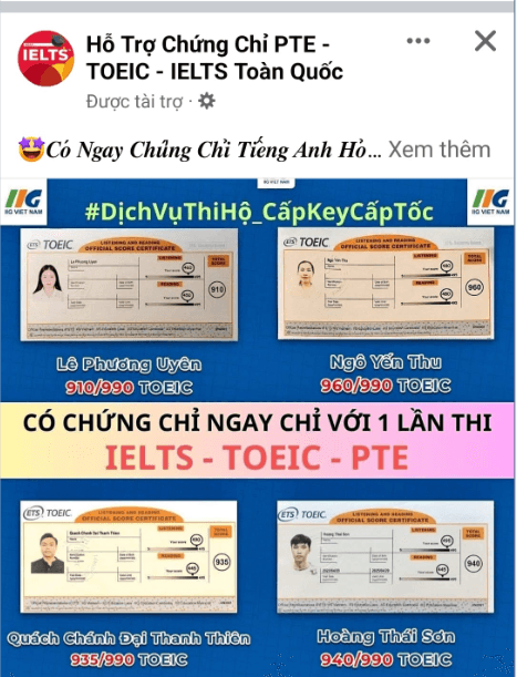 Tràn lan quảng cáo “hỗ trợ thi hộ chứng chỉ tiếng Anh”: Cảnh giác kẻo “tiền mất tật mang”