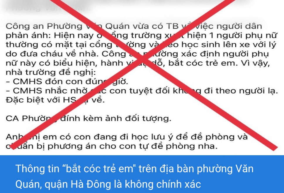 Bác thông tin 1 phụ nữ có biểu hiện dụ dỗ, bắt cóc trẻ em ở Văn Quán, Hà Nội