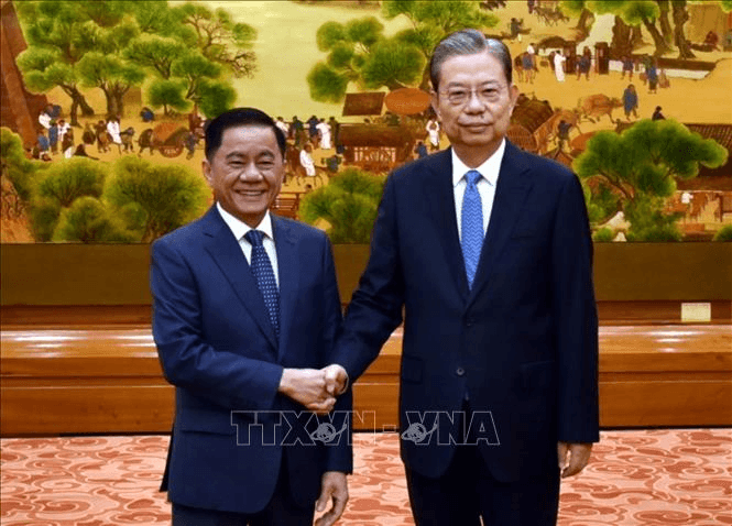 Ủy viên trưởng Nhân đại toàn quốc Trung Quốc Triệu Lạc Tế hội kiến Đoàn đại biểu Đảng Cộng sản Việt Nam