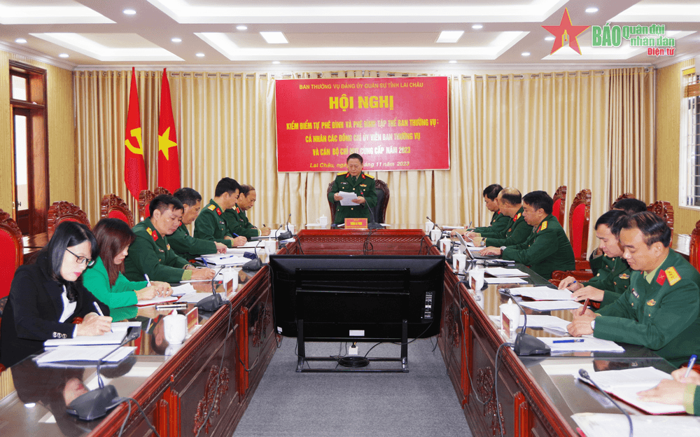 Ban Thường vụ Đảng ủy Quân sự tỉnh Lai Châu kiểm điểm tập thể, cá nhân năm 2023