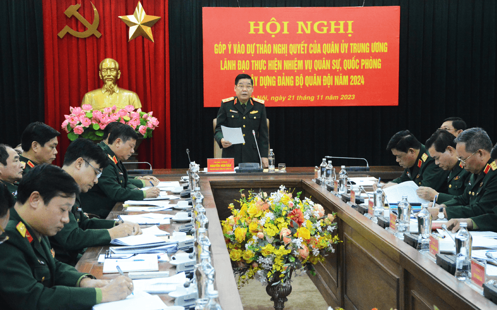 Trung tướng Nguyễn Văn Gấu chủ trì Hội nghị góp ý vào Dự thảo Nghị quyết của Quân ủy Trung ương