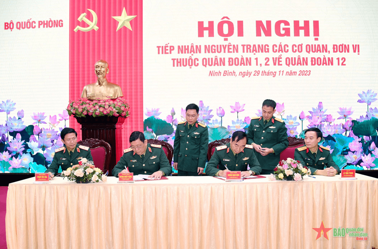 Tiếp nhận nguyên trạng các cơ quan, đơn vị thuộc Quân đoàn 1, Quân đoàn 2 và Phân viện 5 (Bệnh viện 7, Quân khu 3) về Quân đoàn 12