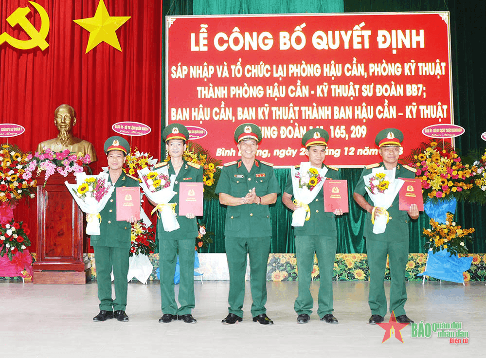 Sư đoàn 7 (Quân đoàn 4) sáp nhập và tổ chức lại cơ quan hậu cần-kỹ thuật