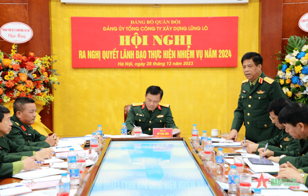 Thượng tướng Nguyễn Văn Nghĩa dự, chỉ đạo hội nghị Đảng ủy Tổng công ty Xây dựng Lũng Lô