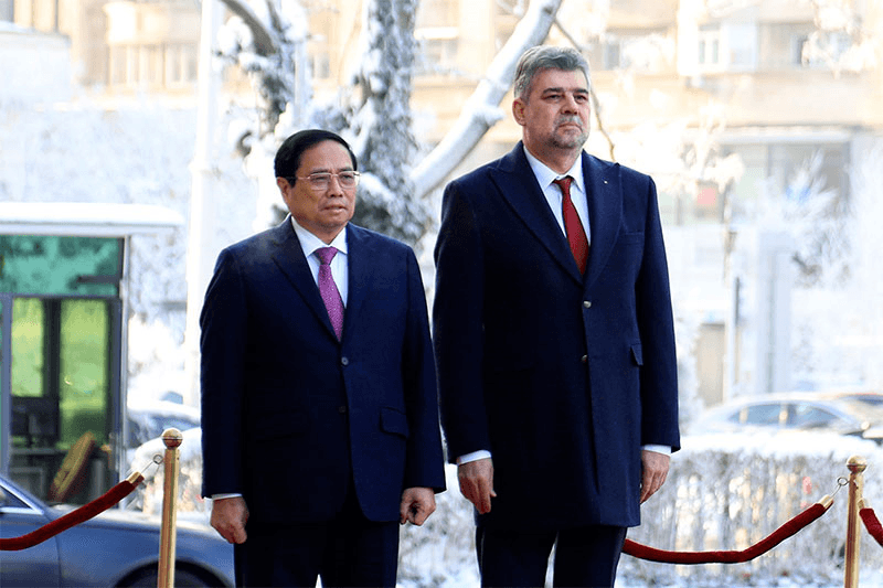 Lễ đón Thủ tướng Phạm Minh Chính và Đoàn đại biểu cấp cao Việt Nam thăm chính thức Romania