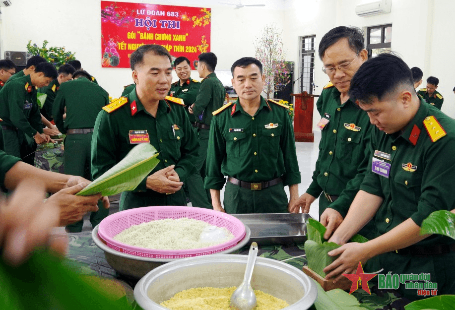 Lữ đoàn 683: Hội thi “Gói bánh chưng xanh” mừng Đảng, đón xuân