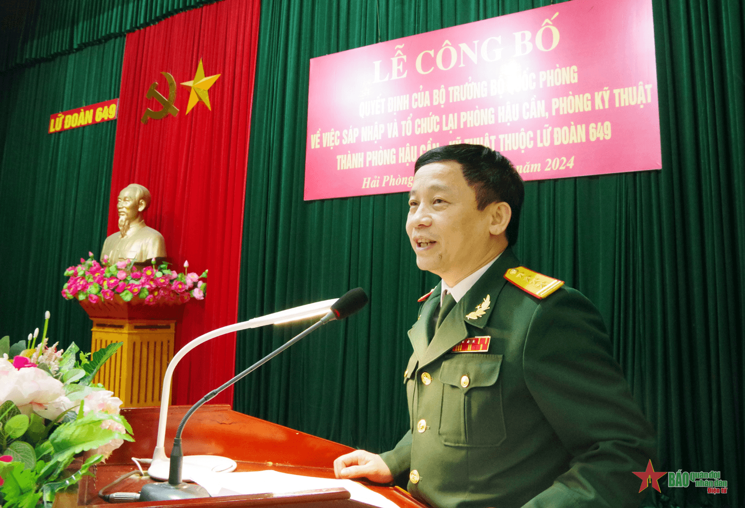Công bố quyết định sáp nhập, tổ chức lại Phòng Hậu cần, Phòng Kỹ thuật Lữ đoàn 649, Cục Vận tải