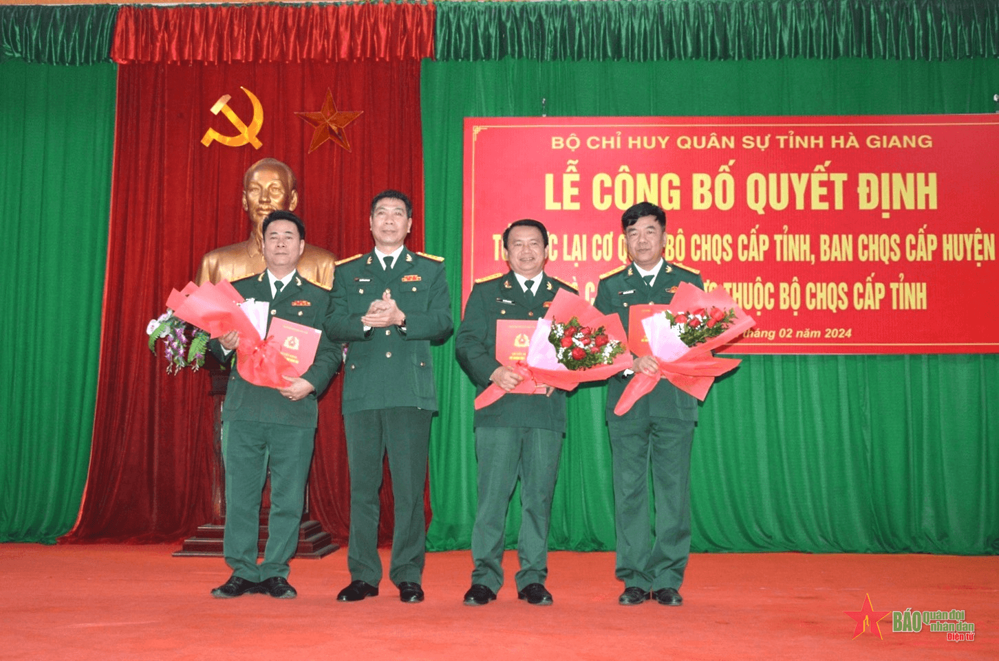 Bộ CHQS tỉnh Hà Giang: Công bố quyết định của Bộ Quốc phòng về tổ chức lại cơ quan, đơn vị trực thuộc