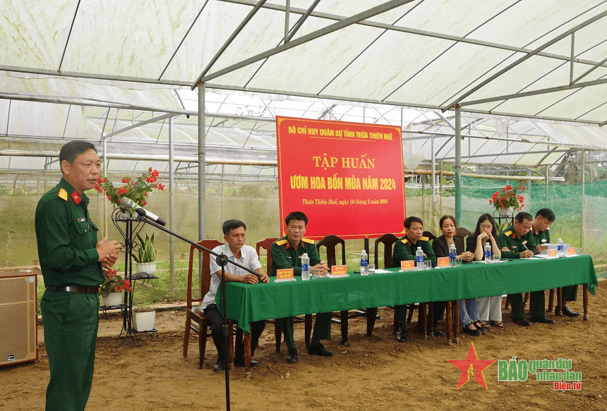 Bộ Chỉ huy Quân sự tỉnh Thừa Thiên Huế tập huấn kỹ thuật ươm hoa bốn mùa