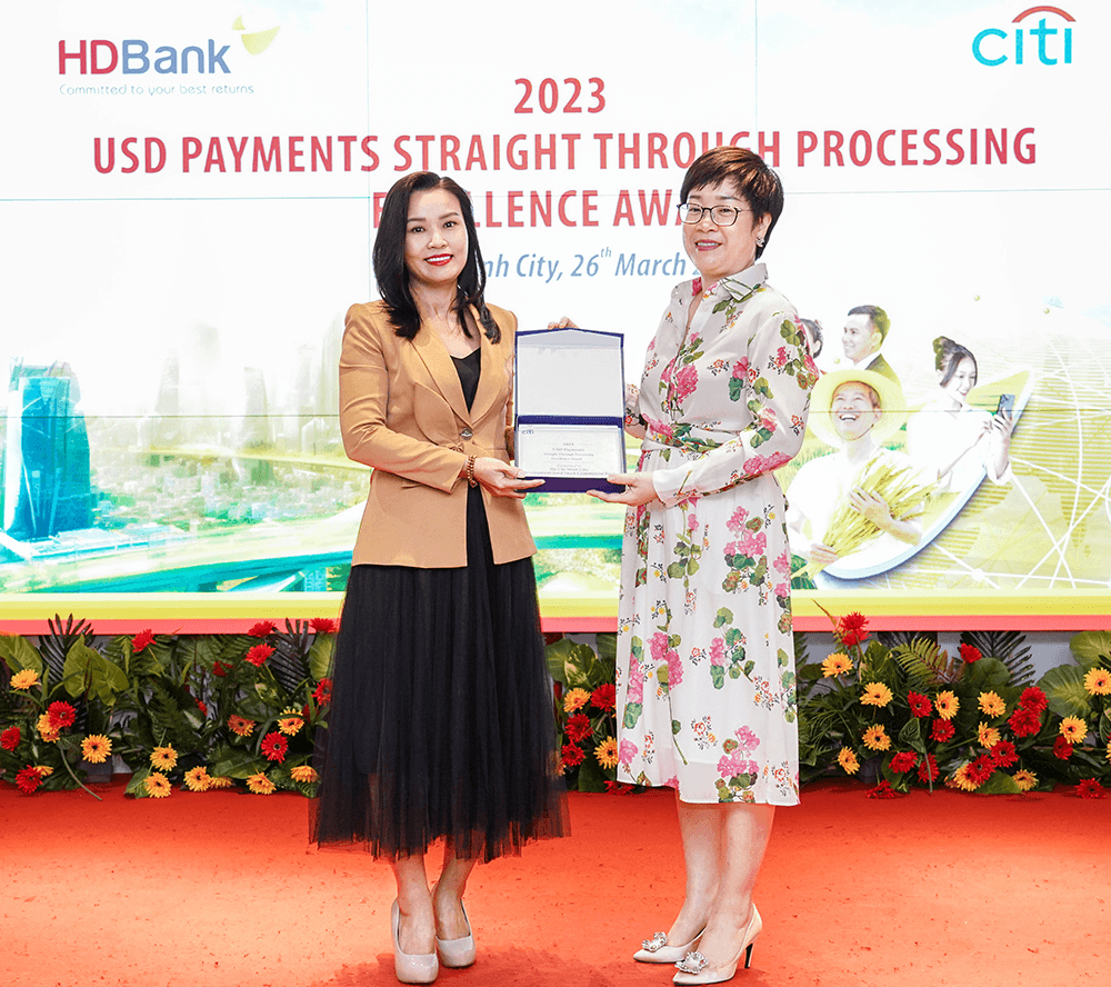 HDBank nhận “Giải thưởng chất lượng thanh toán quốc tế xuất sắc năm 2023” từ Citibank