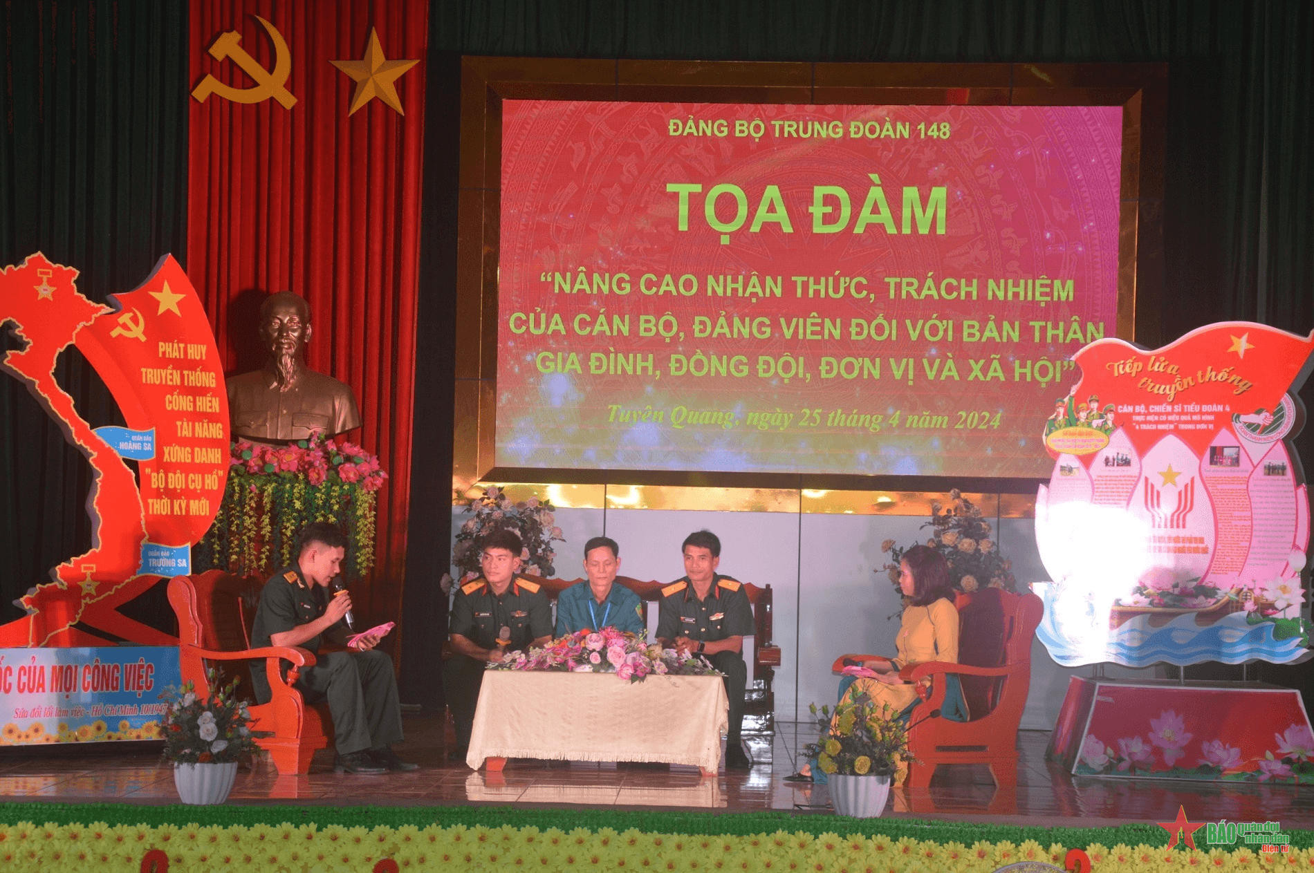 Trung đoàn 148 tổ chức tọa đàm về chủ đề nâng cao nhận thức, trách nhiệm của cán bộ, đảng viên