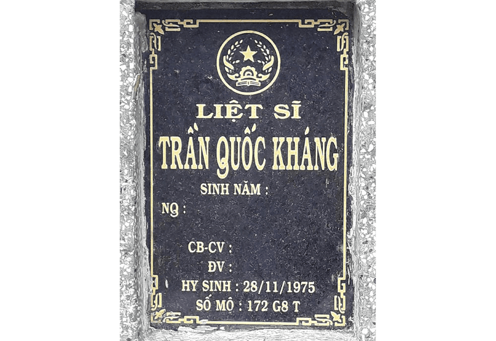 Xác minh thông tin liệt sĩ Trần Quốc Khánh (Kháng), hy sinh ngày 28-11-1975