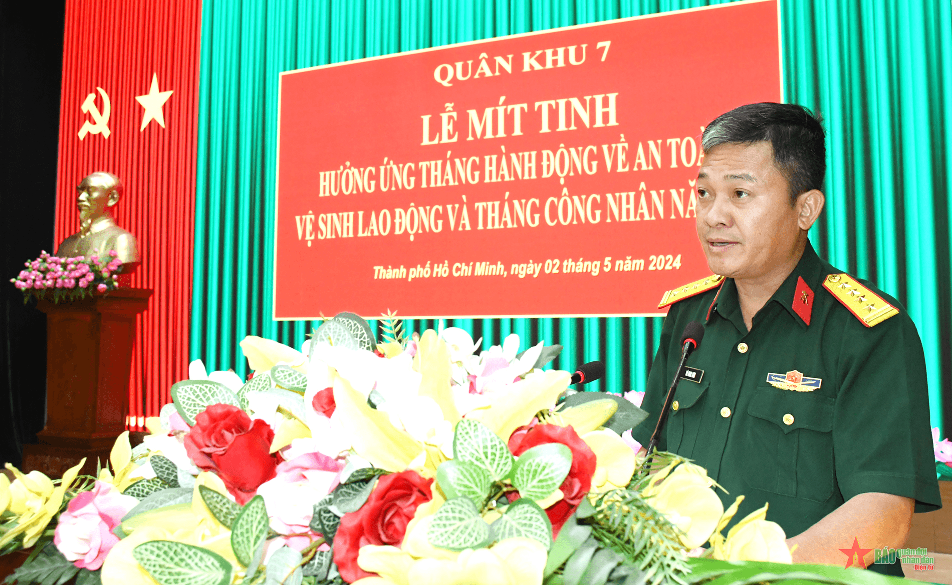 Quân khu 7 mít tinh hưởng ứng Tháng hành động về an toàn, vệ sinh lao động 2024