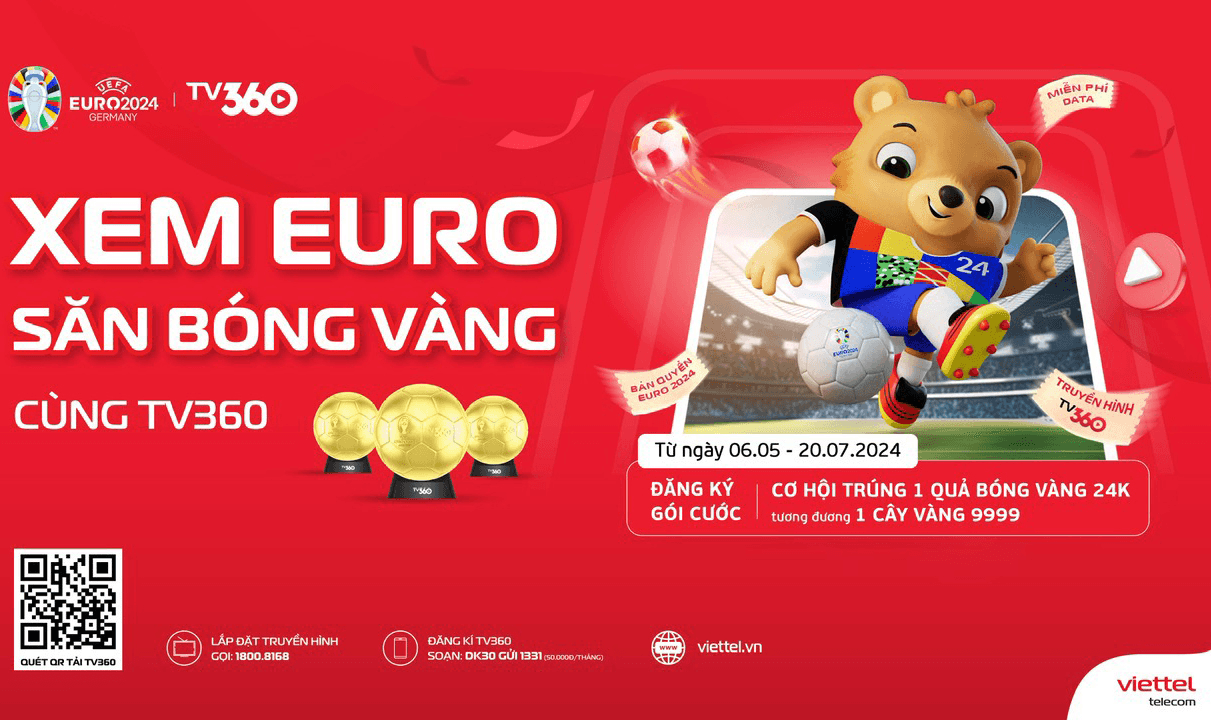 Viettel ưu đãi “Xem Euro - Săn bóng vàng cùng TV360”
