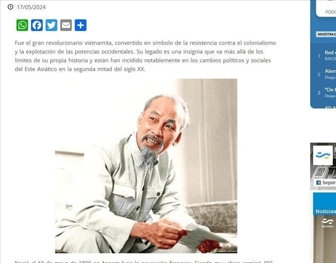 Kỷ niệm 134 năm Ngày sinh Chủ tịch Hồ Chí Minh: Báo chí Argentina ca ngợi nhà cách mạng vĩ đại của dân tộc Việt Nam