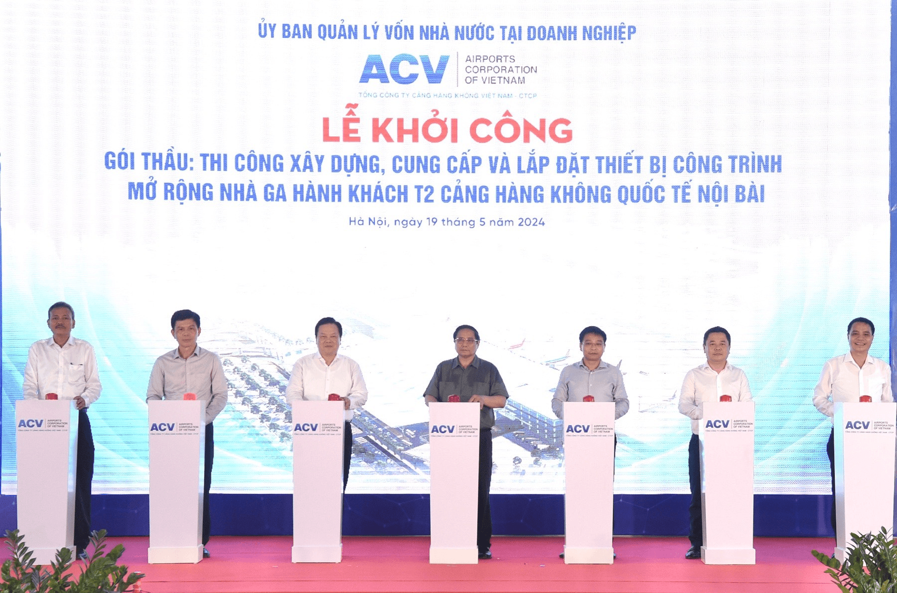Thủ tướng Phạm Minh Chính phát lệnh khởi công Dự án mở rộng nhà ga hành khách T2 - Nội Bài
