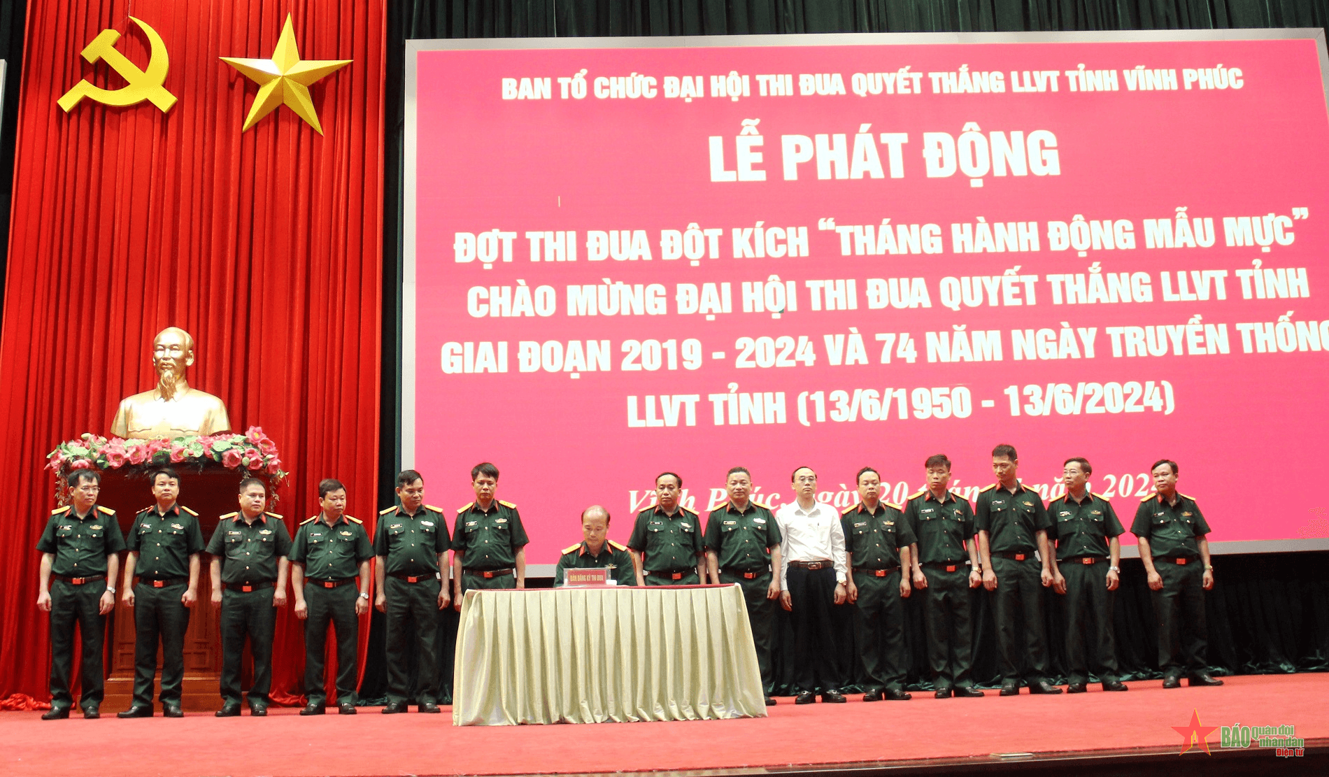 Bộ CHQS tỉnh Vĩnh Phúc phát động đợt thi đua đột kích “Tháng hành động mẫu mực”