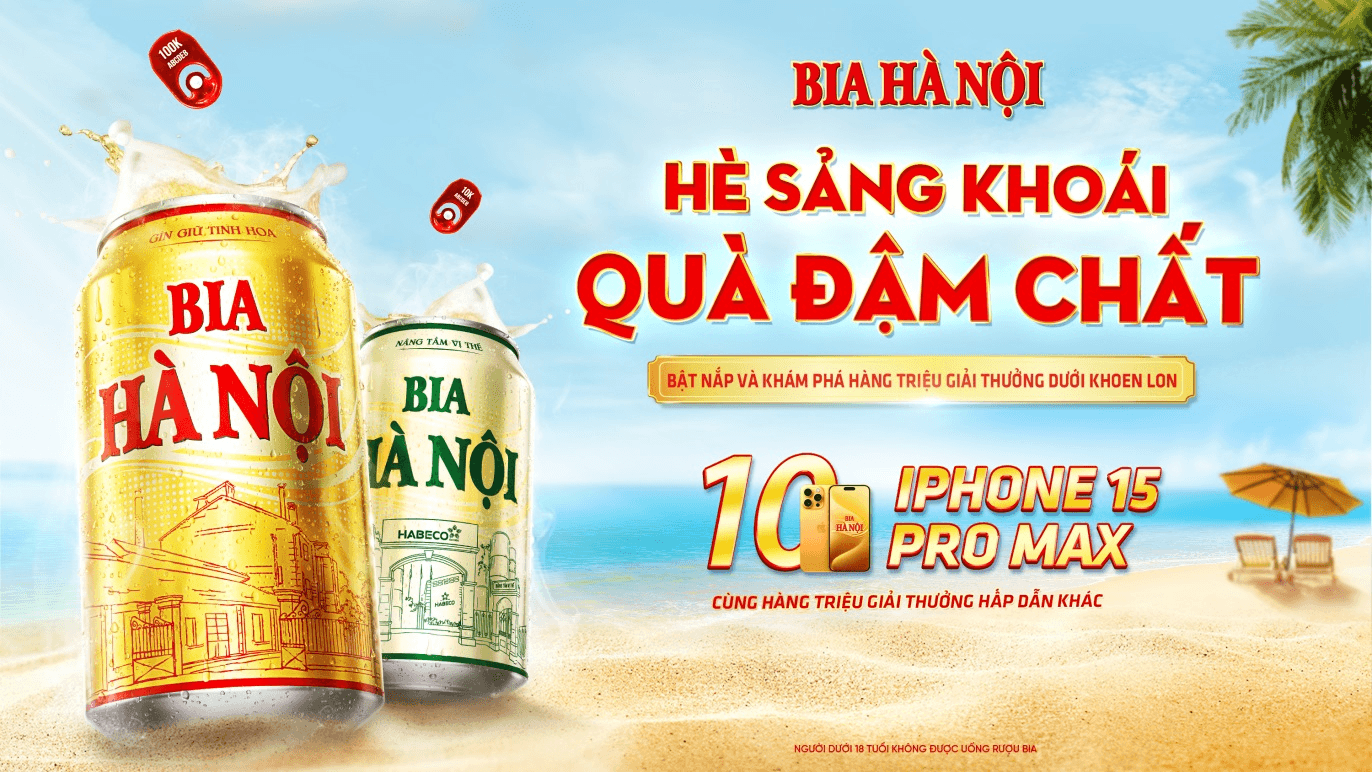 Trúng ngay Iphone 15 Promax với chương trình khuyến mại “Hè sảng khoái, quà đậm chất” Bia Hà Nội