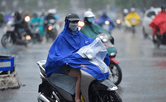 Thủ đô Hà Nội chiều tối và đêm có mưa rào rải rác