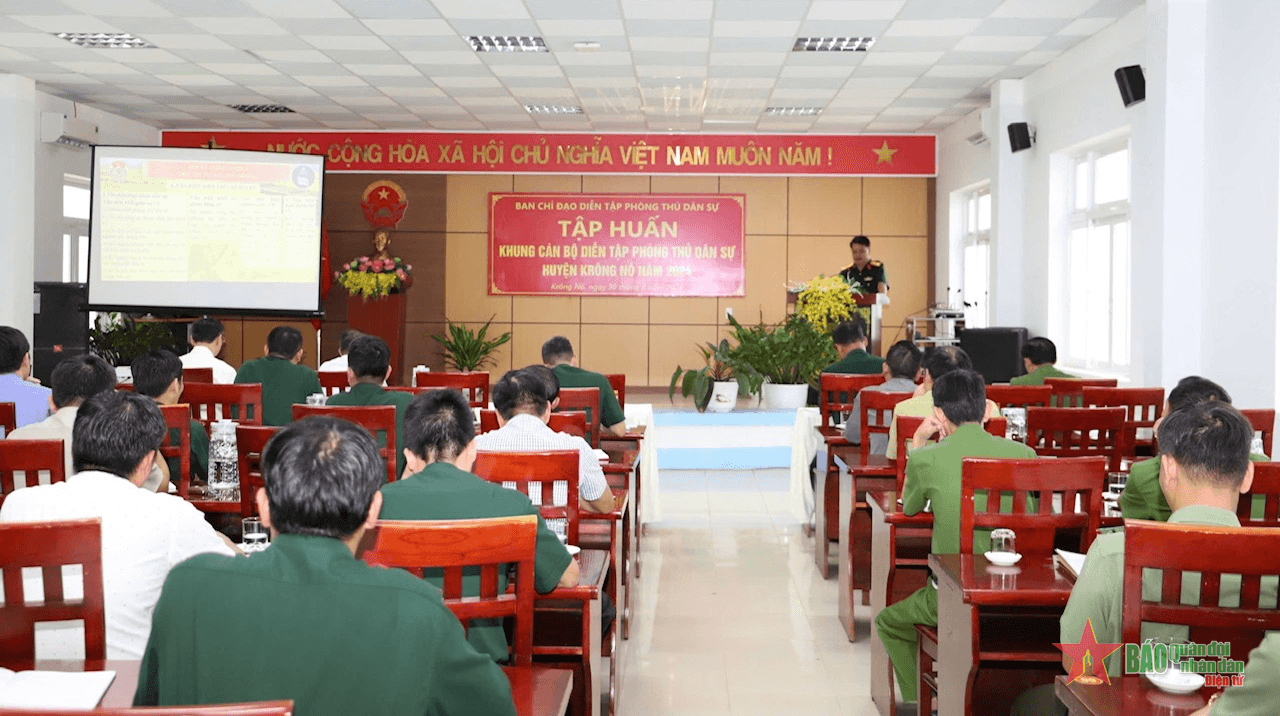 Đắk Nông tập huấn khung cán bộ diễn tập phòng thủ dân sự huyện Krông Nô