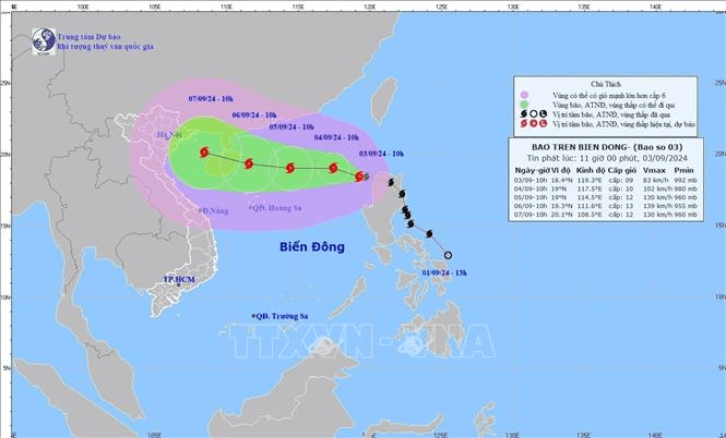 Nhiều vùng biển có gió mạnh, sóng lớn do ảnh hưởng của bão số 3