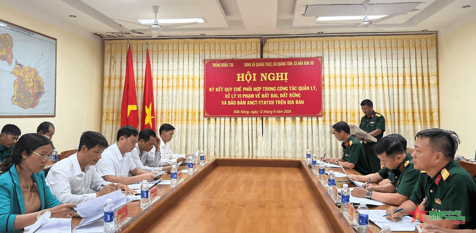Trung đoàn 726 ký kết quy chế phối hợp trong công tác quản lý, xử lý vi phạm về đất đai, đất rừng