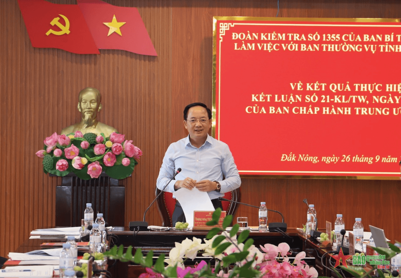 Đồng chí Thượng tướng Trịnh Văn Quyết triển khai Quyết định kiểm tra của Ban Bí thư đối với Ban Thường vụ Tỉnh ủy Đắk Nông