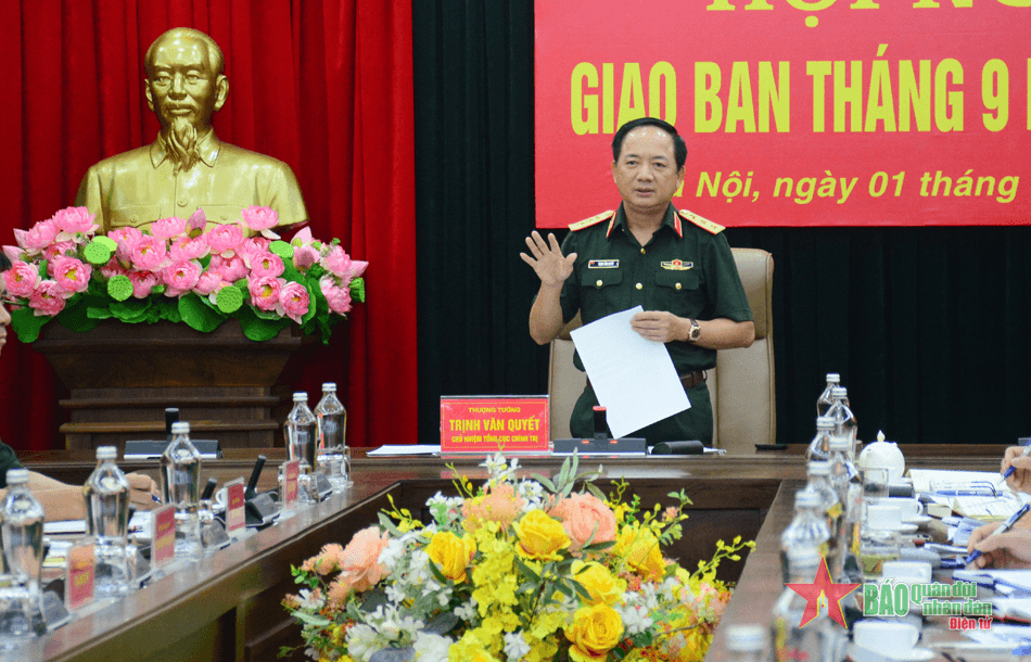 Thượng tướng Trịnh Văn Quyết chủ trì Hội nghị giao ban Tổng cục Chính trị tháng 9-2024