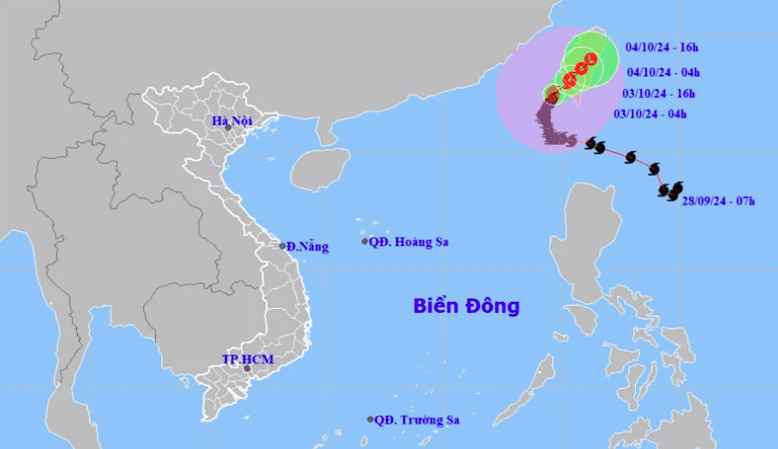 Bão số 5 giật cấp 12, đang nằm trên vùng biển của đảo Đài Loan (Trung Quốc)