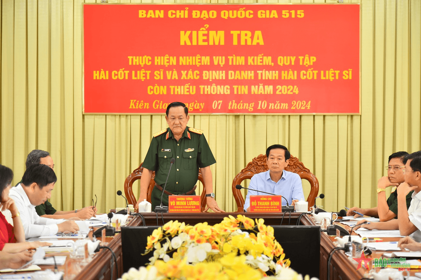 Thượng tướng Võ Minh Lương làm việc với Ban Chỉ đạo 515 tỉnh Kiên Giang