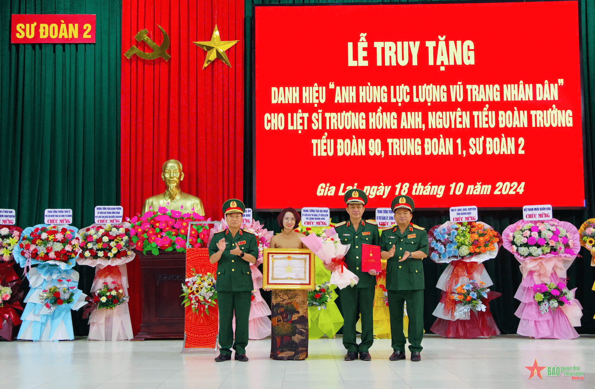 Liệt sĩ Trương Hồng Anh được truy tặng danh hiệu Anh hùng lực lượng vũ trang nhân dân