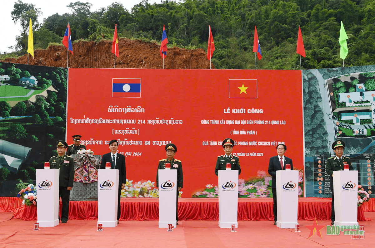 Khởi công công trình doanh trại Đại đội Biên phòng 214 của Lào